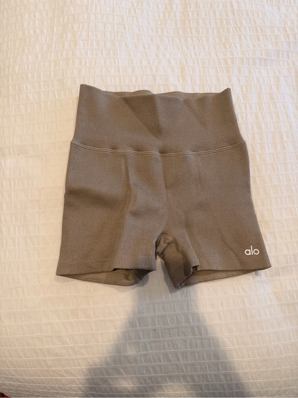 Alo Gold High-Waist Ribbed Biker Shorts
